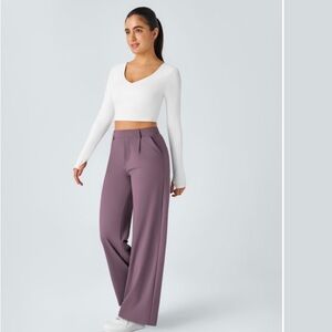 NWT HALARA High Waist Pocket Straight-Leg Work Pants with Flowing Silhouette MP